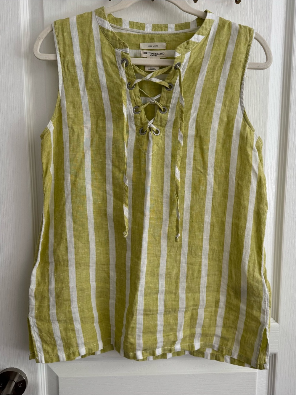 Christian Siriano 100% Linen Lace-Up Tank